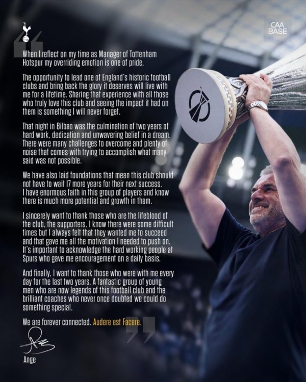 Australian social media bid farewell to Tottenham: Looking back on two years of coaching, winning the UEFA Cup will be unforgettable for life