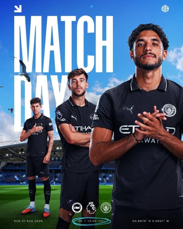 Manchester City posters to warm up away game against Brighton: Sunday on the South Coast 👊