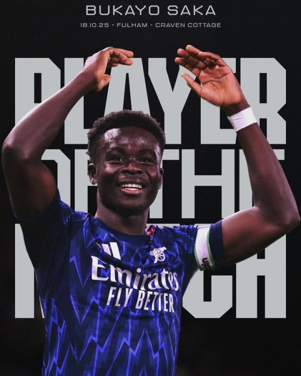 Official: Saka was voted man of the match in Arsenal s 1-0 Fulham victory